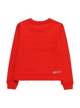 Sweat Logo argenté Calvin Klein Inst Rouge Fille
