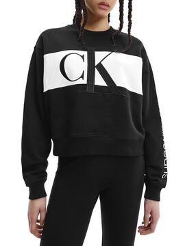 Sweat Calvin Klein Blocking Noire pour Femme