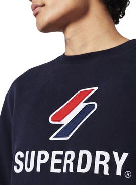 Sweat Superdry Code Stacked Bleu Marine pour Homme