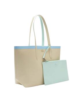 Sac à main Lacoste NF3613AS Réversible Beige Bleu Femme