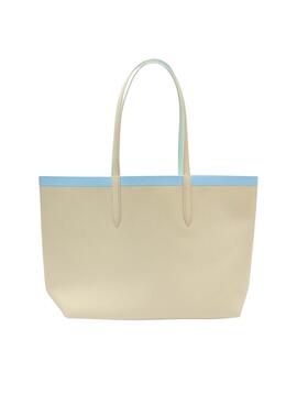 Sac à main Lacoste NF3613AS Réversible Beige Bleu Femme
