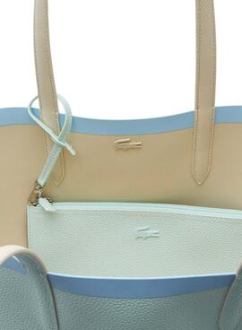 Sac à main Lacoste NF3613AS Réversible Beige Bleu Femme