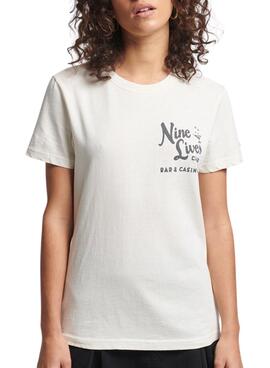 T-Shirt Superdry Vintage Lines Blanc pour Femme