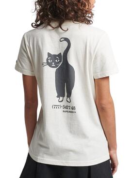 T-Shirt Superdry Vintage Lines Blanc pour Femme