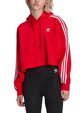 Sweat Adidas Adicolor Capuche Crop Rouge Femme