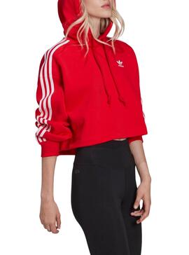 Sweat Adidas Adicolor Capuche Crop Rouge Femme