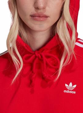 Sweat Adidas Adicolor Capuche Crop Rouge Femme