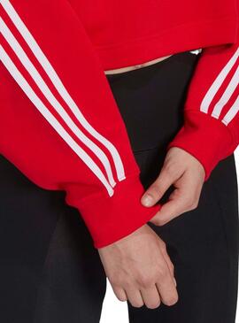 Sweat Adidas Adicolor Capuche Crop Rouge Femme