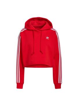 Sweat Adidas Adicolor Capuche Crop Rouge Femme