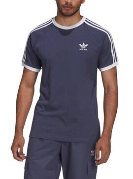 T-Shirt Adidas 3 Bandes Bleu Marine pour Homme