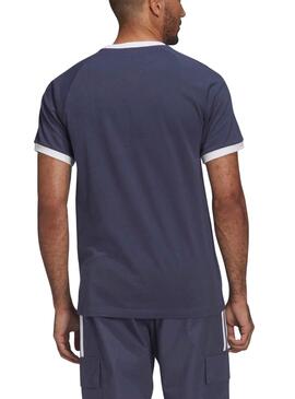 T-Shirt Adidas 3 Bandes Bleu Marine pour Homme