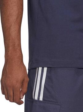 T-Shirt Adidas 3 Bandes Bleu Marine pour Homme