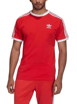 T-Shirt Adidas 3 Bandes Rouge pour Homme