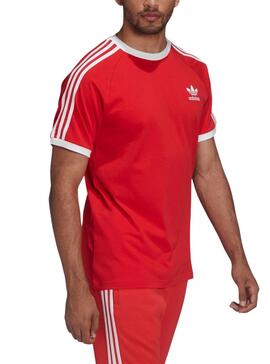 T-Shirt Adidas 3 Bandes Rouge pour Homme