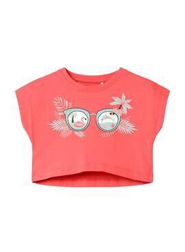 T-Shirt Name It Vilma Crop Lunettes roses pour Fille
