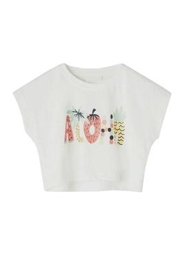 T-Shirt Name It Vilma Crop Aloha Blanc pour Fille