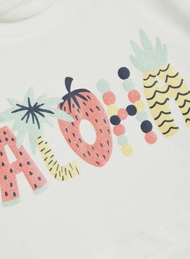 T-Shirt Name It Vilma Crop Aloha Blanc pour Fille