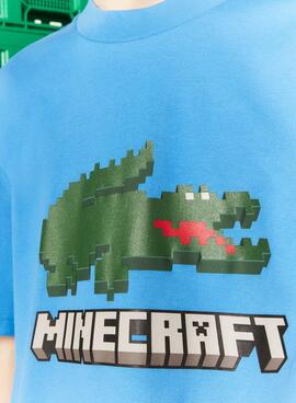 T-Shirt Lacoste x Minecraft Bleu Unisexe