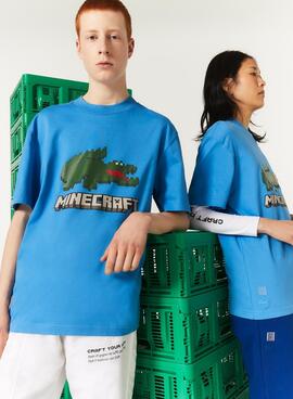T-Shirt Lacoste x Minecraft Bleu Unisexe