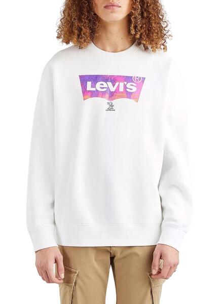 Sweat Levis Relaxed Graphic Crew Blanc Homme