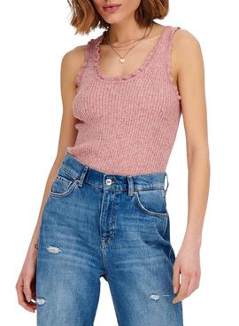 T-Shirt Only Lina Ruffle Rose pour Femme