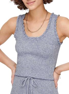 T-Shirt Only Lina Ruffle Bleu pour Femme