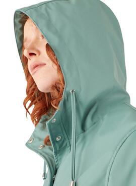 Parka Naf Naf avec Capuche Vert Turquoise Femme