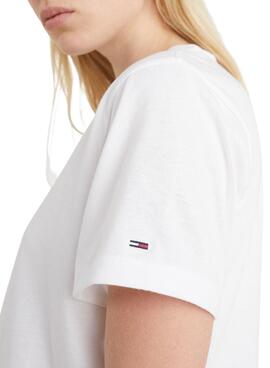 T-Shirt Tommy Jeans Crop Logo Linear Blanc Femme