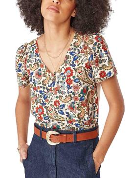 T-Shirt Naf Naf Cachemire Imprimer pour Femme