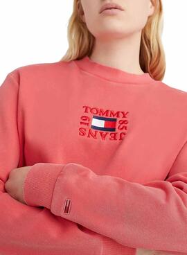 Sweat Tommy Jeans Crop Rose Intemporelle Pour Femme