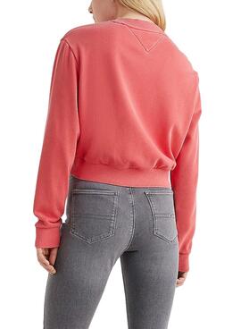 Sweat Tommy Jeans Crop Rose Intemporelle Pour Femme