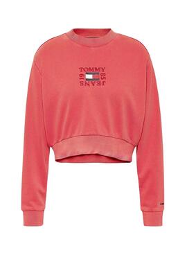 Sweat Tommy Jeans Crop Rose Intemporelle Pour Femme