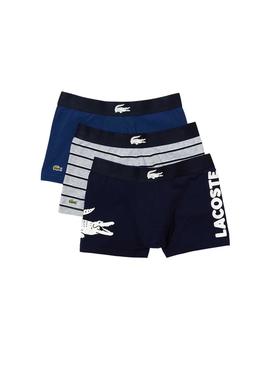 Pack 3 Slip Lacoste Sport Bleu Marine Homme