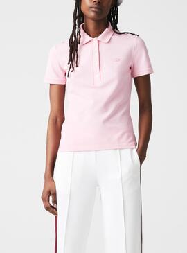 Polo Lacoste en Piqué Rose Pour Femme