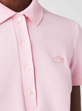 Polo Lacoste en Piqué Rose Pour Femme