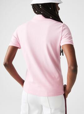 Polo Lacoste en Piqué Rose Pour Femme