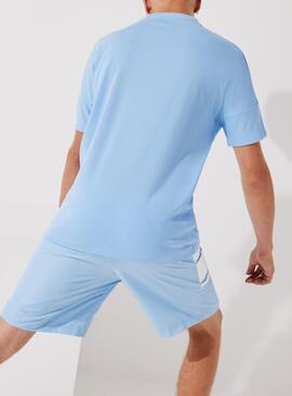T-Shirt Lacoste Sport en Piqué Bleu pour Homme