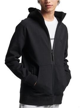 Sweat Superdry Code Tech Zip Noire Pour Homme