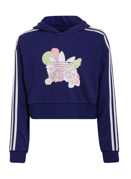 Sweat Adidas Fleur Rose Bleu Marine Fille