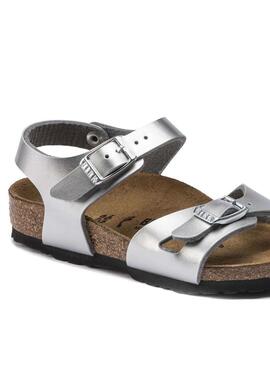 Sandales Birkenstock Rio BF Plateadas Pour Fille