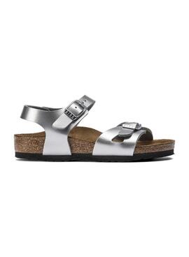 Sandales Birkenstock Rio BF Plateadas Pour Fille