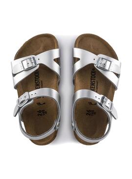 Sandales Birkenstock Rio BF Plateadas Pour Fille