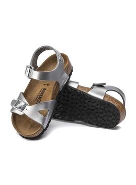 Sandales Birkenstock Rio BF Plateadas Pour Fille