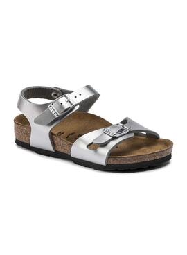 Sandales Birkenstock Rio BF Plateadas Pour Fille