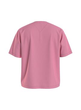 T-Shirt Tommy Jeans Logo Linéaire Rosa Pour Femme