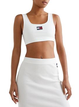 Top Tommy Jeans Super Crop Blanc Pour Femme