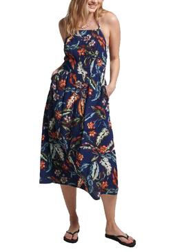 Robe Superdry Fleurs Vintage Bleu Marine Pour Femme