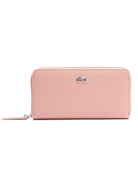 Portefeuille Lacoste Fermeture Éclair Rose Piqué Pour Femme