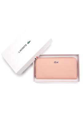 Portefeuille Lacoste Fermeture Éclair Rose Piqué Pour Femme