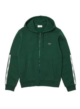 Sweat Lacoste Capuche Rayures Vert Pour Homme